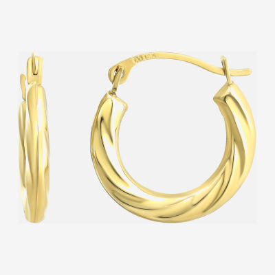 14K Gold 15mm Round Hoop Earrings