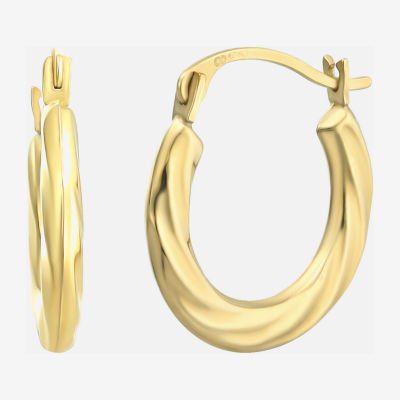 14K Gold 15mm Round Hoop Earrings