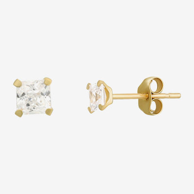 White Cubic Zirconia 14K Gold Round 3 Pair Earring Set