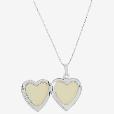 Mother-of-Pearl Heart & Cross Locket Pendant Necklace