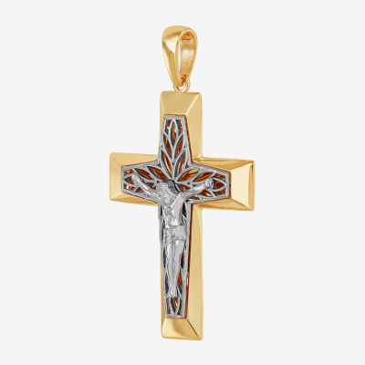 Crucifix Mens 14K Gold Cross Pendant