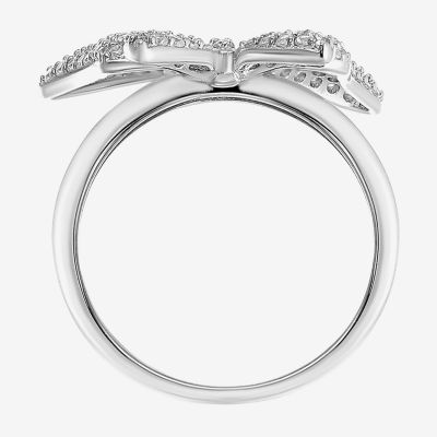 Diamonart Womens 2 CT. T.W. White Cubic Zirconia Sterling Silver Butterfly Cocktail Ring