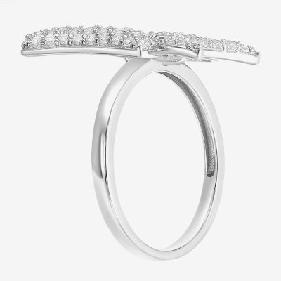 Diamonart Womens 2 CT. T.W. White Cubic Zirconia Sterling Silver Butterfly Cocktail Ring