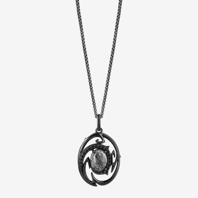 Marvel Fine Jewelry Womens 1/10 CT. T.W. Genuine Black Quartz Sterling Silver Round Spiderman Pendant Necklace