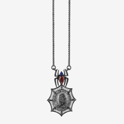 Marvel Fine Jewelry Womens 1/6 CT. T.W. Genuine Black Quartz Sterling Silver Oval Venom Pendant Necklace