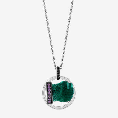 Marvel Fine Jewelry Womens Diamond Accent Genuine Green Aventurine Sterling Silver Round Hulk Pendant Necklace
