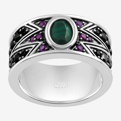 Marvel Fine Jewelry Genuine Green Malachite Sterling Silver Round Hulk Band