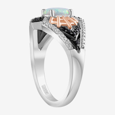 Marvel Fine Jewelry Womens 1/4 CT. T.W. Lab Created White Opal 14K Rose Gold Over Silver Oval Spiderman Cocktail Ring