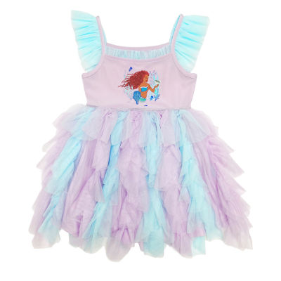 Toddler Girls Sleeveless Ruffled Sleeve The Little Mermaid A-Line Dress