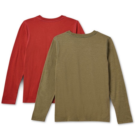 Thereabouts Little & Big Boys 2-pc. Crew Neck Long Sleeve T-Shirt, L (14-16) Husky, Green