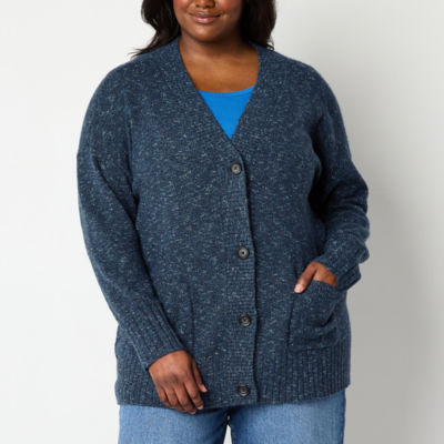 a.n.a Plus Womens Long Sleeve Button Open Front Cardigan