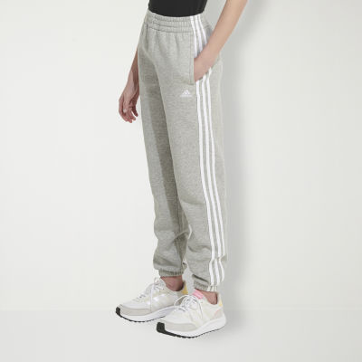 adidas Big Girls Drawstring Waist Mid Rise Cuffed Fleece Jogger Pant