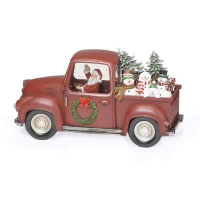 Roman 7in Led Swirl Truck Christmas Tabletop Decor