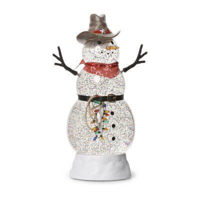 Roman 10.5" Led Swirl Cowboy Snowman Christmas Tabletop Decor