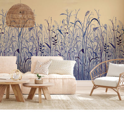 Tempaper June Grass Indigo Mural Wallpaper