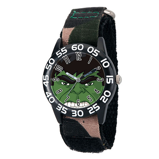 Marvel Boys Green Camo Avengers Hulk Time Teacher Plastic Strap Watch W003251