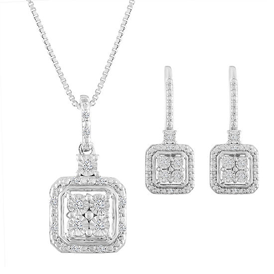 Diamond Blossom 1/10 CT. T.W. Genuine White Diamond Sterling Silver 2-pc. Jewelry Set