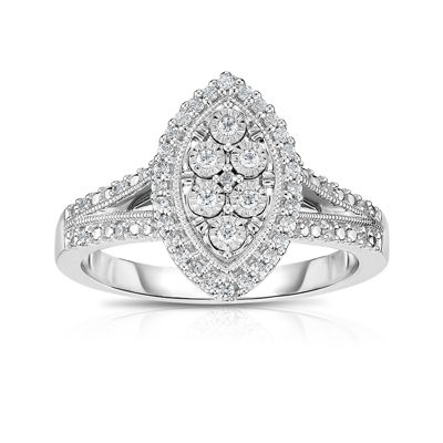 TruMiracle® Womens 1/4 CT. T.W. Genuine White Diamond Sterling Silver Cocktail Ring