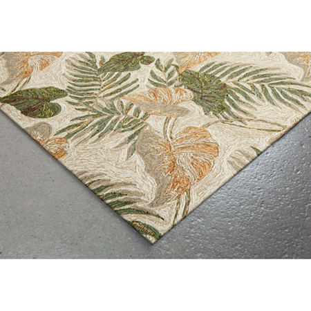 Liora Manne Ravella Tropical Leaf Runners, One Size, White