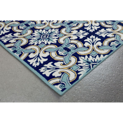 Liora Manne Ravella Floral Tile Floral Hand Tufted Indoor Outdoor Rectangular Accent Rug