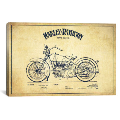Icanvas Harley-Davidson Vintage Patent Blueprint Canvas Art