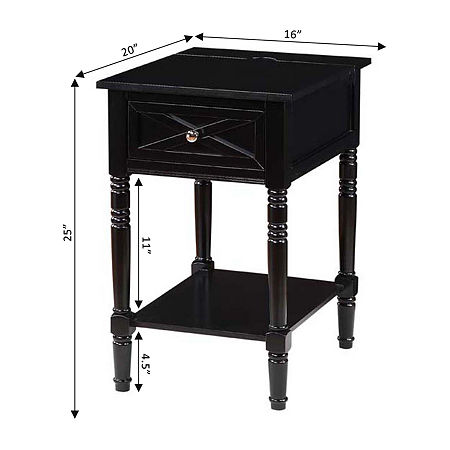 Country Oxford 1-Drawer End Table, One Size, Black