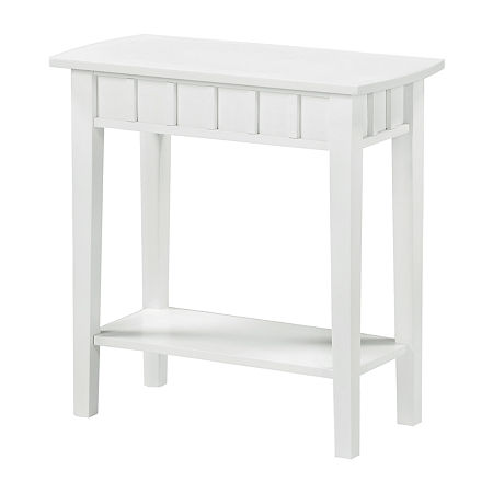 Dennis End Table With Shelf, One Size, White