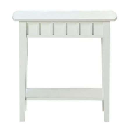 Dennis End Table With Shelf, One Size, White