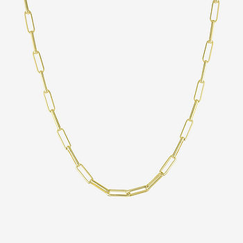Silver Reflections 24K Gold Over Brass Paperclip Chain Necklace | One Size | Necklaces + Pendants Chain Necklaces | Nickel Free