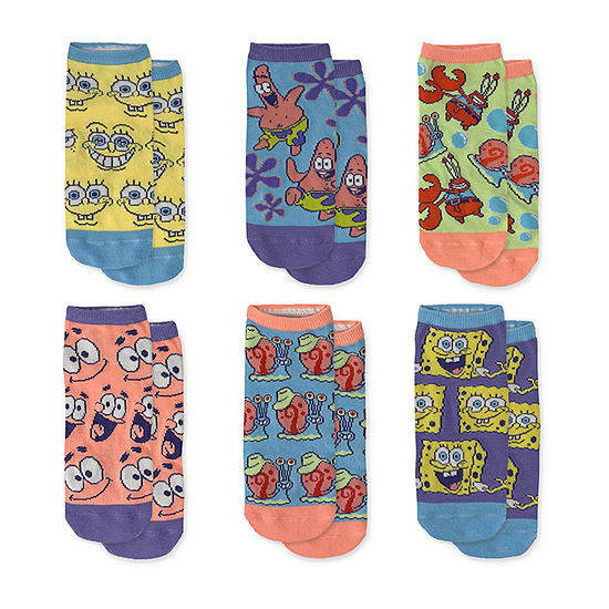 6 Pair Spongebob Low Cut Socks Womens