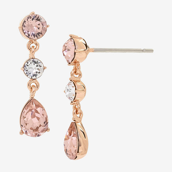Sparkle Allure Crystal 18K Rose Gold Over Brass Drop Earrings