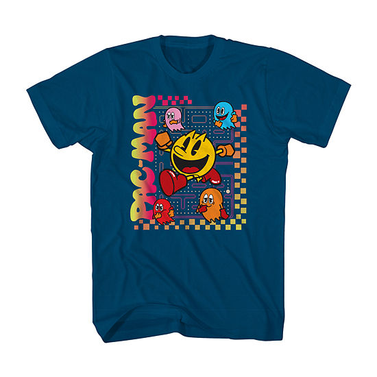 Big and Tall Mens Crew Neck Short Sleeve Regular Fit Pacman Graphic T-Shirt