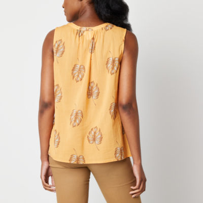 Liz Claiborne Plus Womens Split Crew Neck Sleeveless Blouse