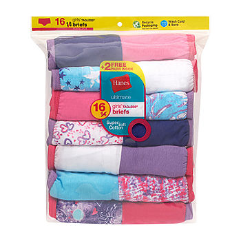 Hanes® Ultimate Girls' Cotton Briefs - 14 Pack - Assorted, 6