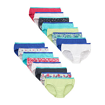 Fruit of the Loom Girls Cotton Brief Underwear, 20 Pack Panties Sizes 4 - 16