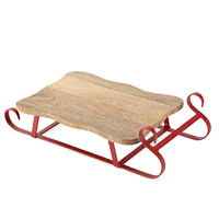 North Pole Trading Co. Red Sleigh Wood Serving Tray, One Size, Red
