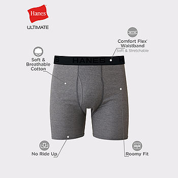 Hanes Ultimate Comfort Flex Fit Men's Boxer Brief Underwear,  Black/Grey/Blue, 4-Pack