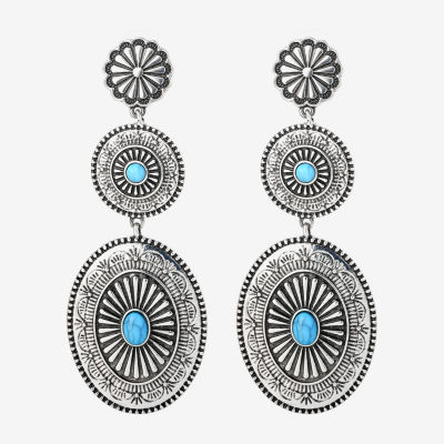 JS Jessica Simpson Womens Turquoise Turquoise Drop Earrings