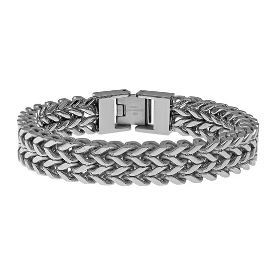 Mens Stainless Steel Wheat Chain Bracelet, Color: White - JCPenney