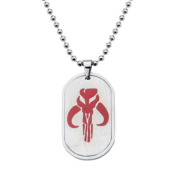 Star Wars® Mandalorian Symbol Mens Stainless Steel Dog Tag Pendant Necklace