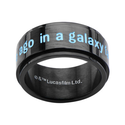 Star Wars® Mens A Long Time Ago Stainless Steel and Black IP Spinner Ring