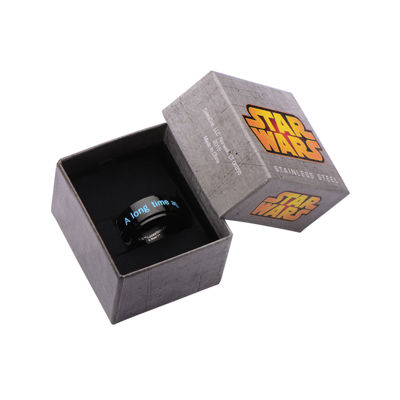Star Wars® Mens A Long Time Ago Stainless Steel and Black IP Spinner Ring