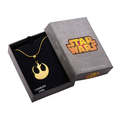 Star Wars® Rebel Symbol Mens Stainless Steel Gold-Tone IP Pendant Necklace