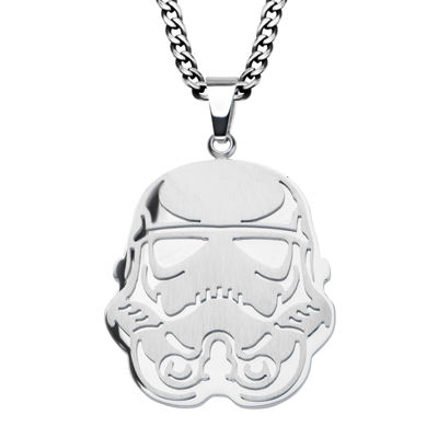 Star Wars® Stormtrooper Mens Stainless Steel Cutout Pendant Necklace