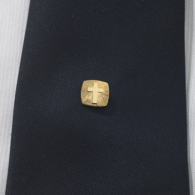 Gold-Plated Cross Starburst Tie Tack