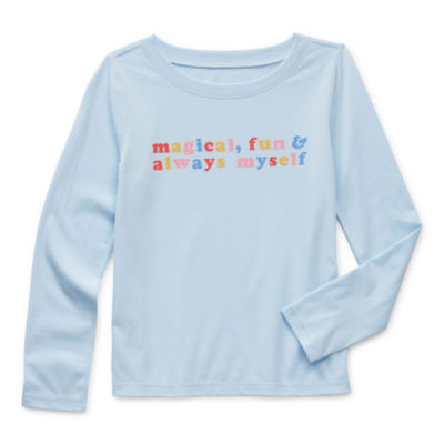 Thereabouts Little & Big Girls Adaptive Round Neck Long Sleeve Graphic T-Shirt
