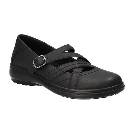 Easy Street Womens Wise Round Mary Jane Shoes, 10 Wide, Black