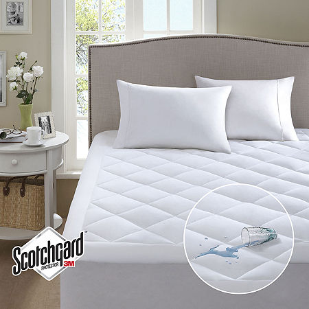 Sleep Philosophy Tranquility 3M Scotchgard Waterproof Antimicrobial Treated Mattress Pad, One Size, White