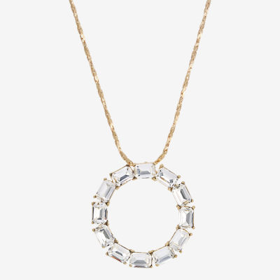 1928 Gold Tone Womens Crystal Alloy Round 18 Inch Pendant Necklace