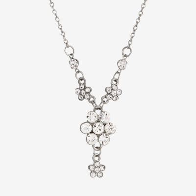 1928 Silver-Tone Womens Crystal Alloy Pendant Necklaces